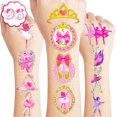 8 Sheets (96PCS) Ballerina Temporary Tattoos Themed Ballet Birthday Party Decorations Supplies Favors Decor Stickers For Kids Women Girls Gifts Classroom School Prizes Rewards